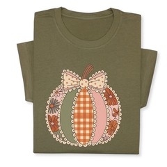 Retro Patchwork Pumpkin Fall T-Shirt – Cute Autumn Gift Tee