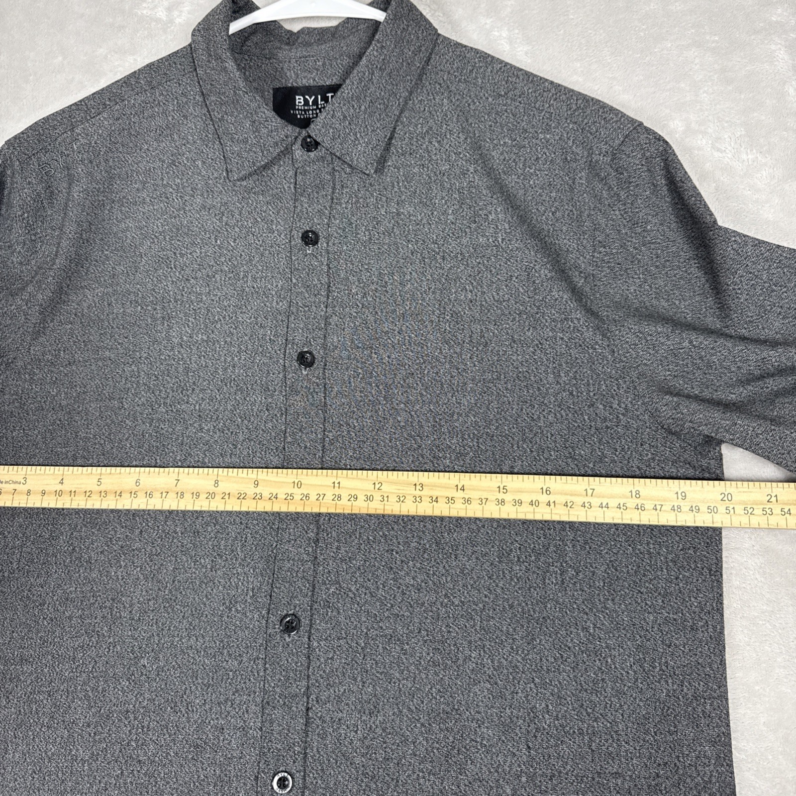 Bylt Vista Long Sleeve Button Down Heathered Charcoal Size Medium gallery