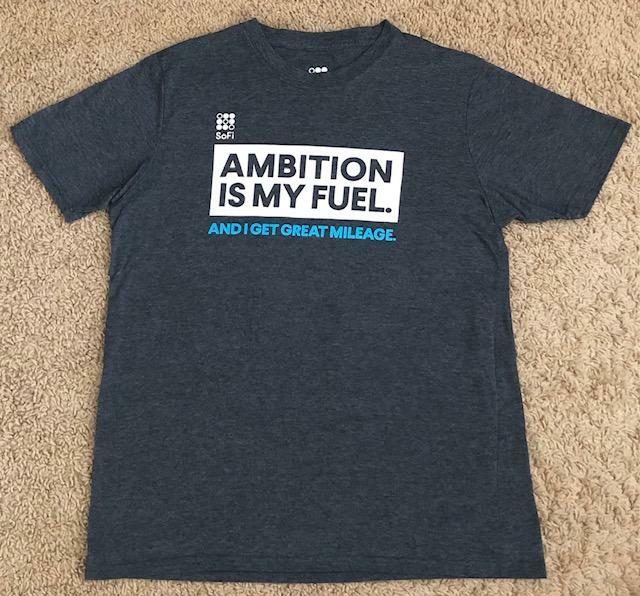 SoFi Ambition Is My Fuel And I Get Great Gas Mileage Men’s Gray T-Shirt Size L