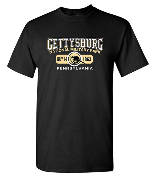 GETTYSBURG NATIONAL MILITARY PARK BLACK & GOLD T-SHIRT NEW gallery