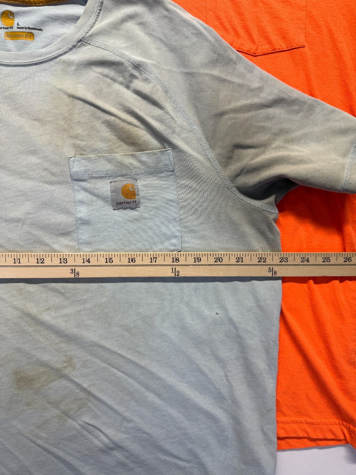 Carhartt Genuine Dickies T Shirt Mens Large Light Blue Orange Workwear Lot of 2 gallery