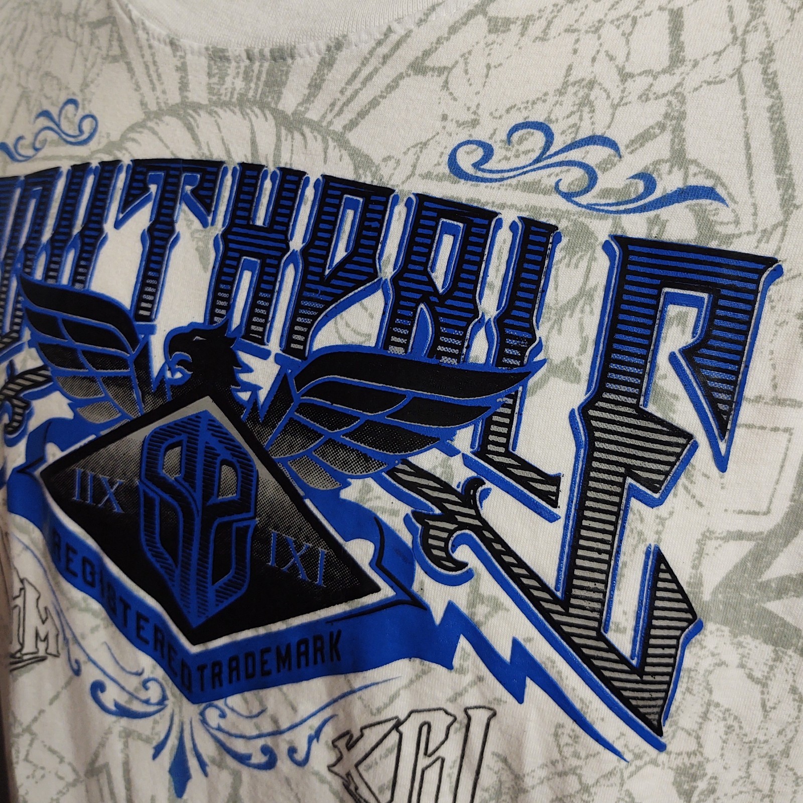 VTG Southpole T-Shirt Heat Press Spell Out Logo Short Sleeve White Y2K Men's XXL gallery