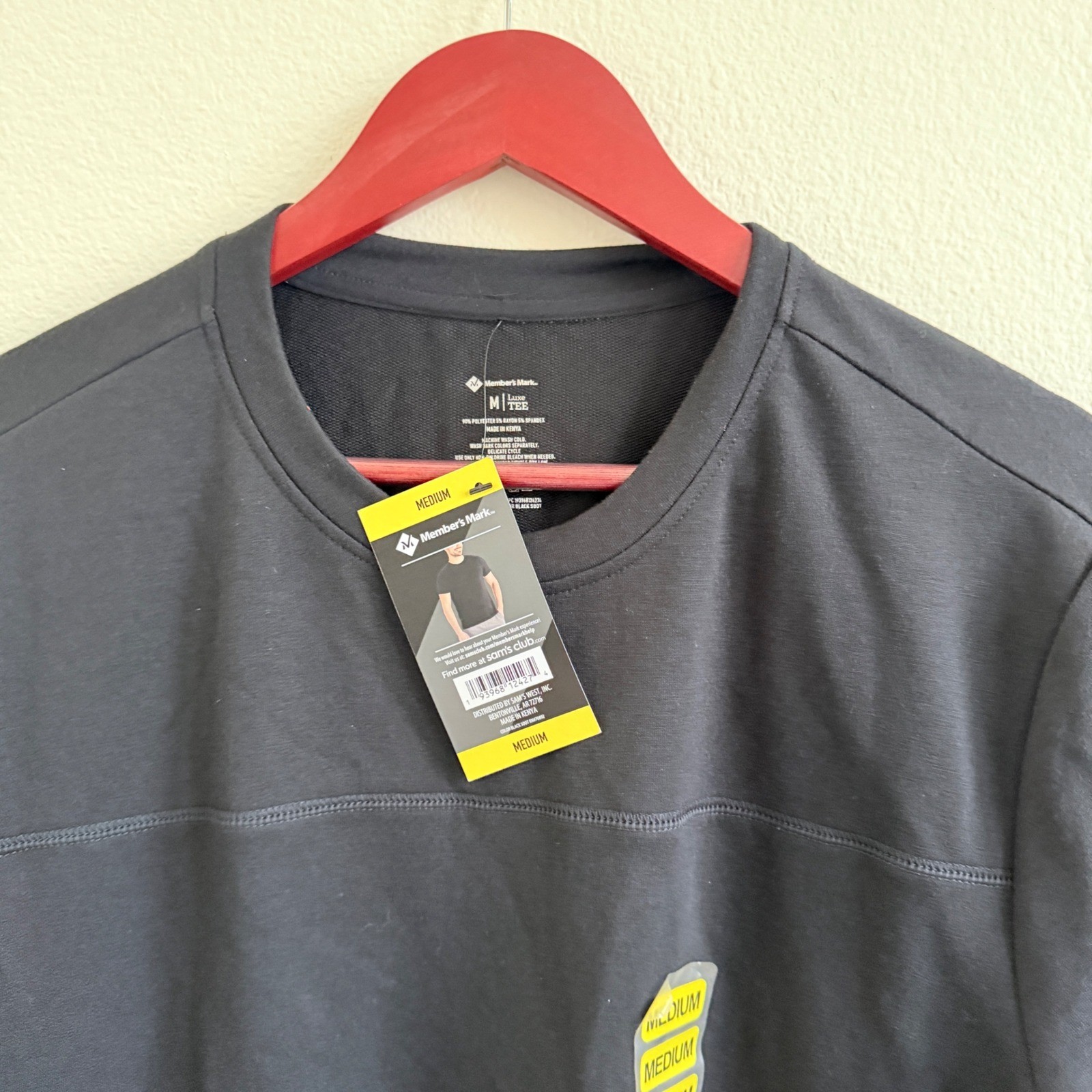 Members Mark Mens Luxe Tee Black Crew Neck Short Sleeve Zipper Pocket Medium NWT gallery