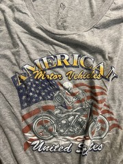 Tultex Softstyle Men’s XL Gray Crew Neck USA Motorcycle Skeleton Graphic Tee