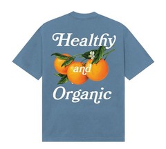 Midnight Organic Healthy And Organic Graphic Shirt Sz L Slate Blue Larry June