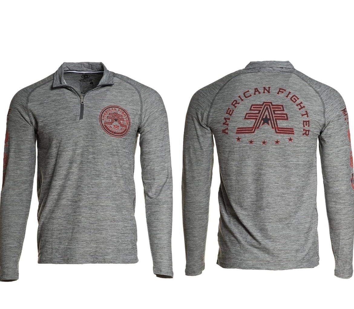 AMERICAN FIGHTER Men's L/S BRISTOL 1/4 ZIP Mock Neck Gray NWT MSRP $69 Medium gallery