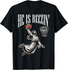 Easter Jesus He Is Rizzen Risen Christian Boys Kids Men Teen T-Shirt