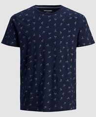 $35 Jack & Jones Mens Blue Short-Sleeve Crewneck Tristan Printed T-Shirt Size XL