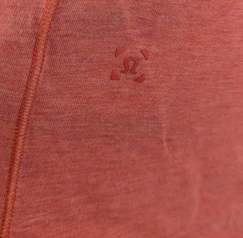 Lululemon T Shirt Mens Medium Coral Red V Neck Performance Short Sleeve Tee Gym gallery