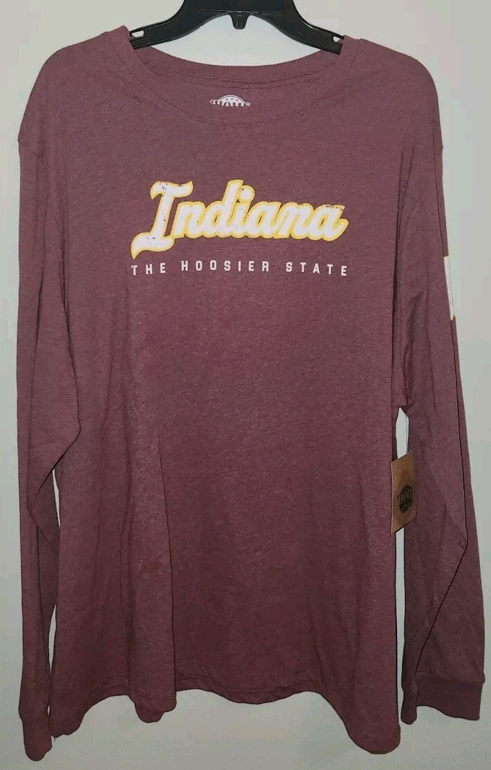 Home Free Unisex Adult INDIANA Hoosier State 2XL Long Sleeve Tee Maroon #10725 gallery