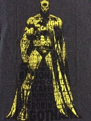 Batman Caped Crusader Made of Words Phrases Gray T-shirt Licensed New