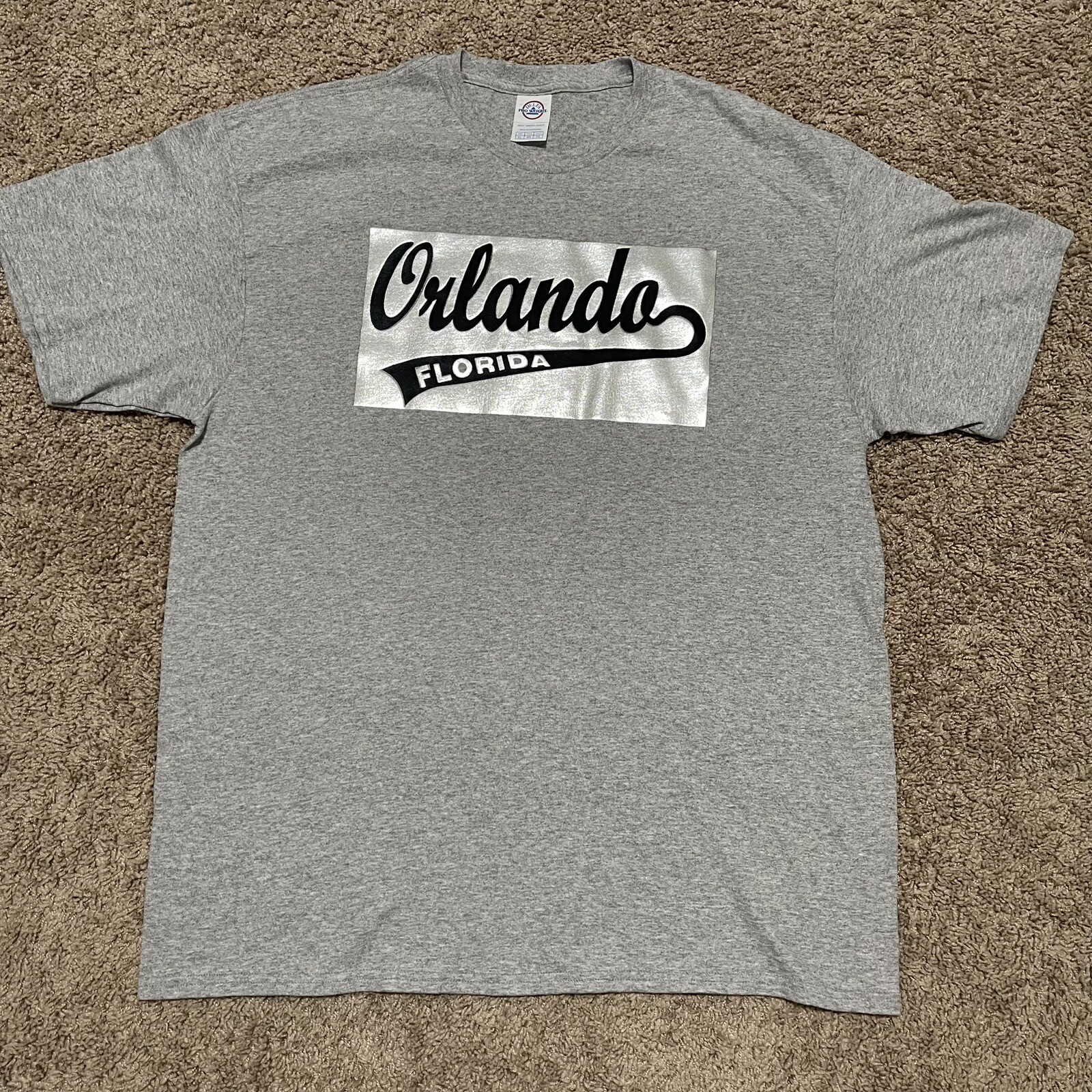 Orlando Florida Shirt Mens XL Grey Baseball Glossy Silver Logo Delta Pro Weight gallery