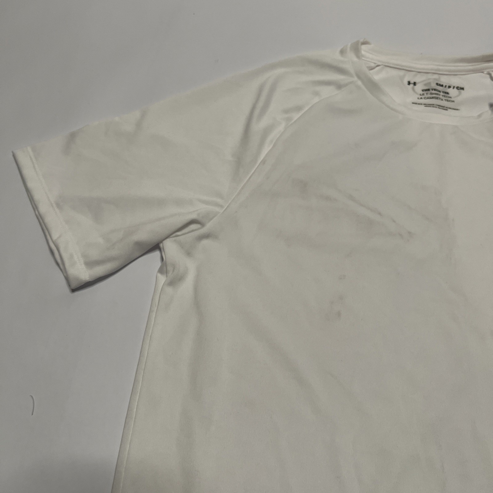 NWT Under Armour The Tech Tee Short Sleeve Shirt Men's Size Small White Top gallery