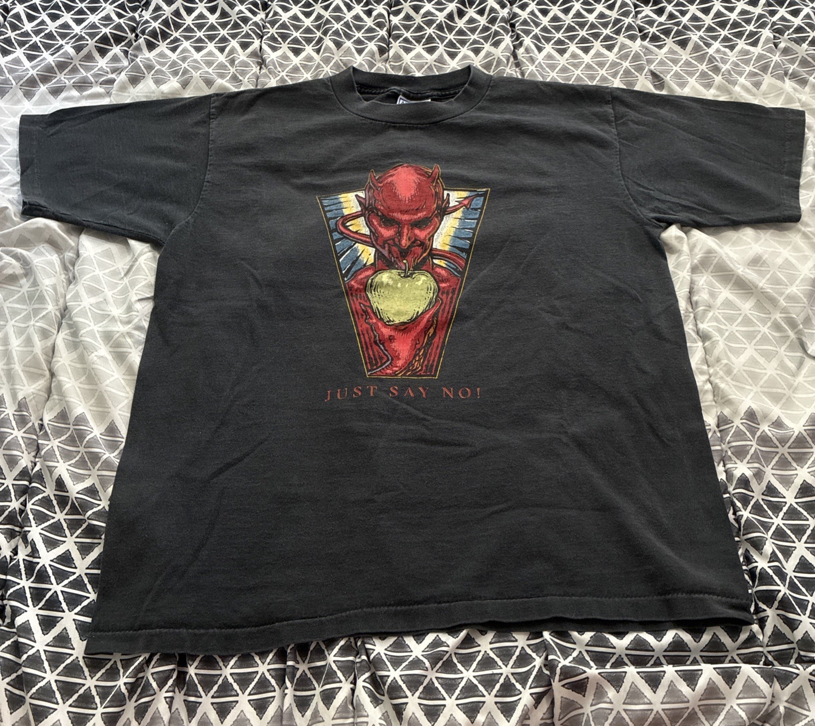 Vintage 80s 90s Just Say No Devil T Shirt Single Stitch USA Made Adam & Eve L