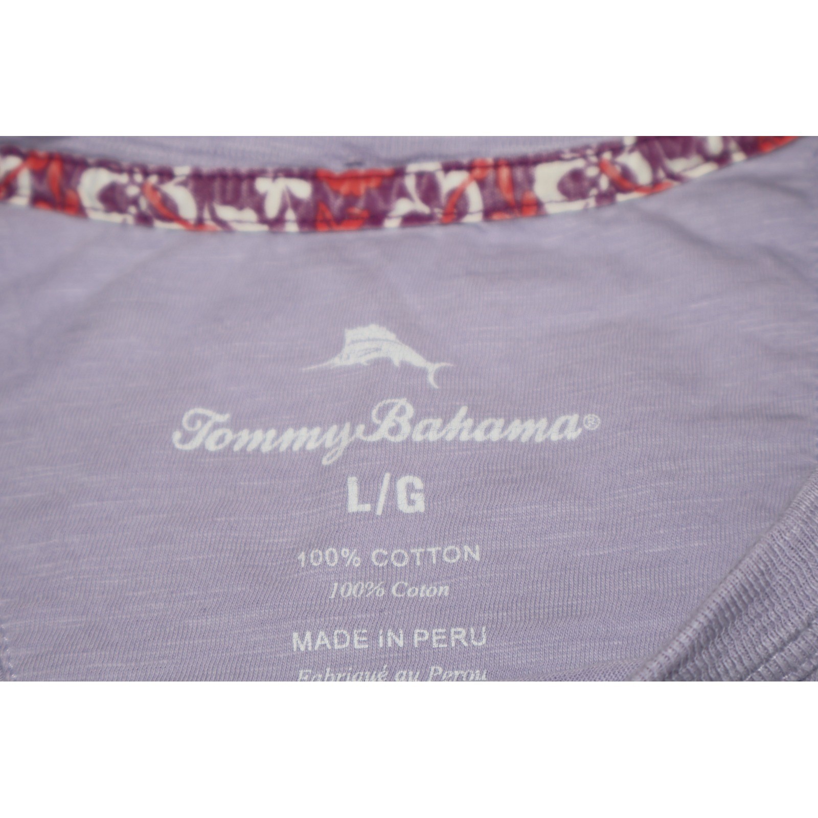 Tommy Bahama T-Shirt Mens Large Purple Pocket Slub Cotton Hawaiian ** gallery