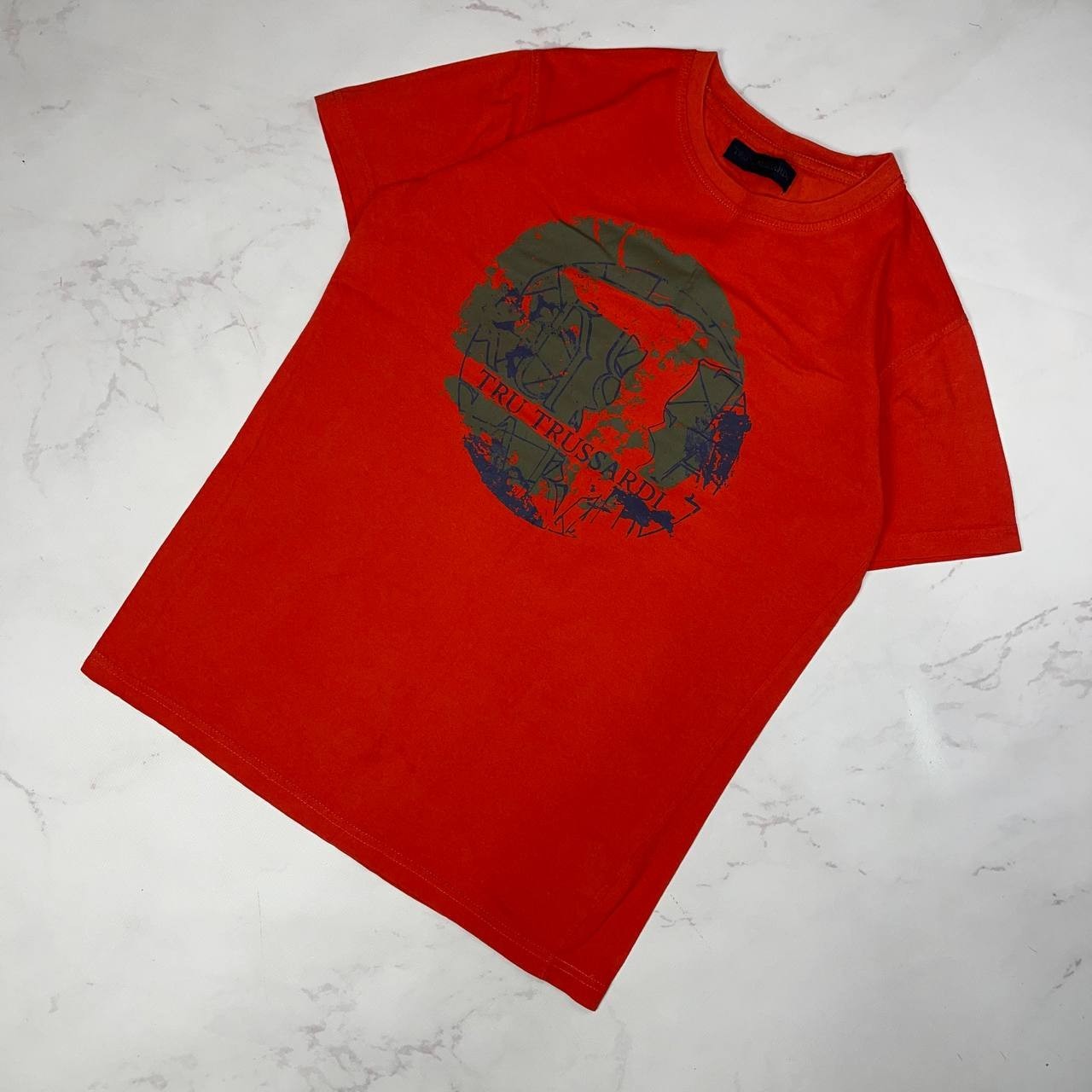 Vintage T-shirt Trussardi Big Logo Luxury tee Short Sleeve Red Size S gallery