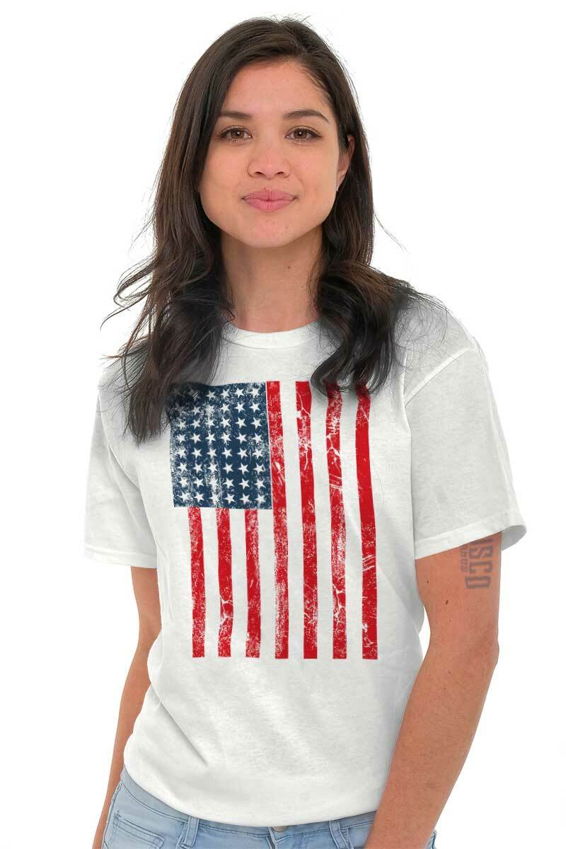 Vintage Distressed United States USA Flag Womens or Mens Crewneck T Shirt Tee gallery