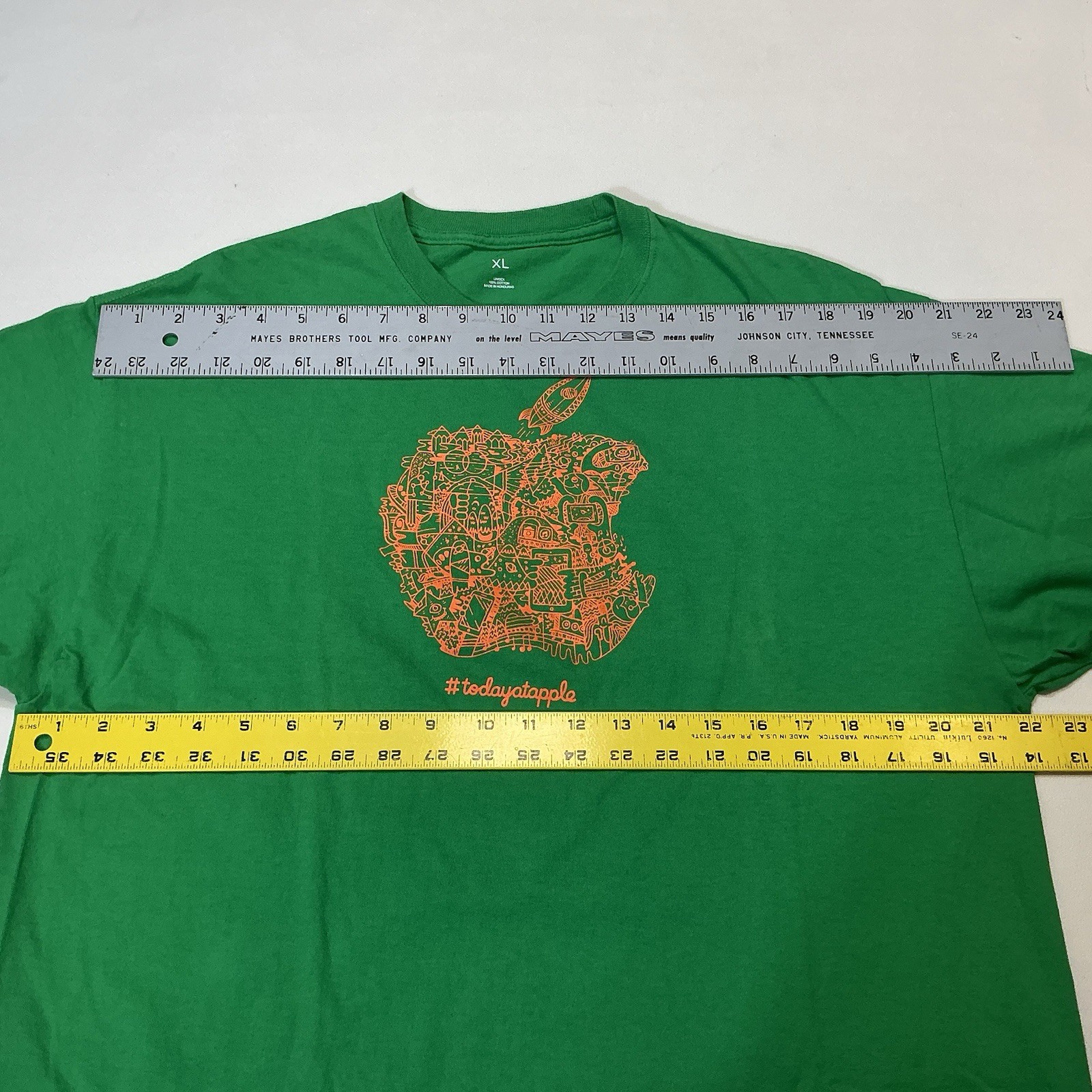 Today at APPLE Computer Tee SHIRT Green Crew Neck Cotton T Rocket Unisex XL gallery