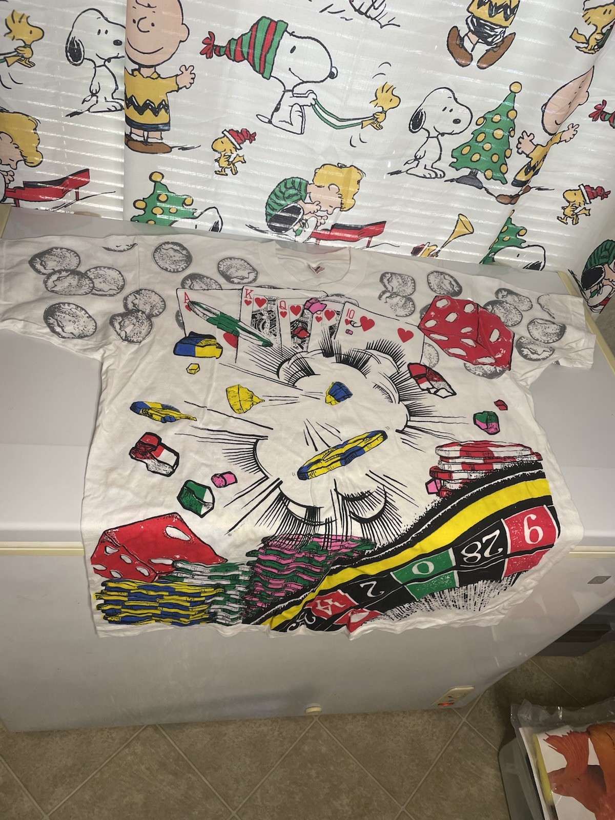 Rare VTG 90s Casino Dice Roulette, Color￼All over Print SINGLE STITCH TShirt XL gallery