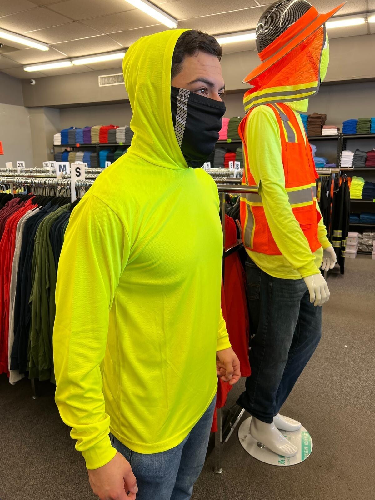 hoodie long sleeve t shirt 100% polyester for UV protection great for work gallery