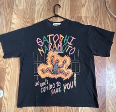 Satoshi Nakamoto “No Savior” Tee Black Cotton Round Neck Men’s Large
