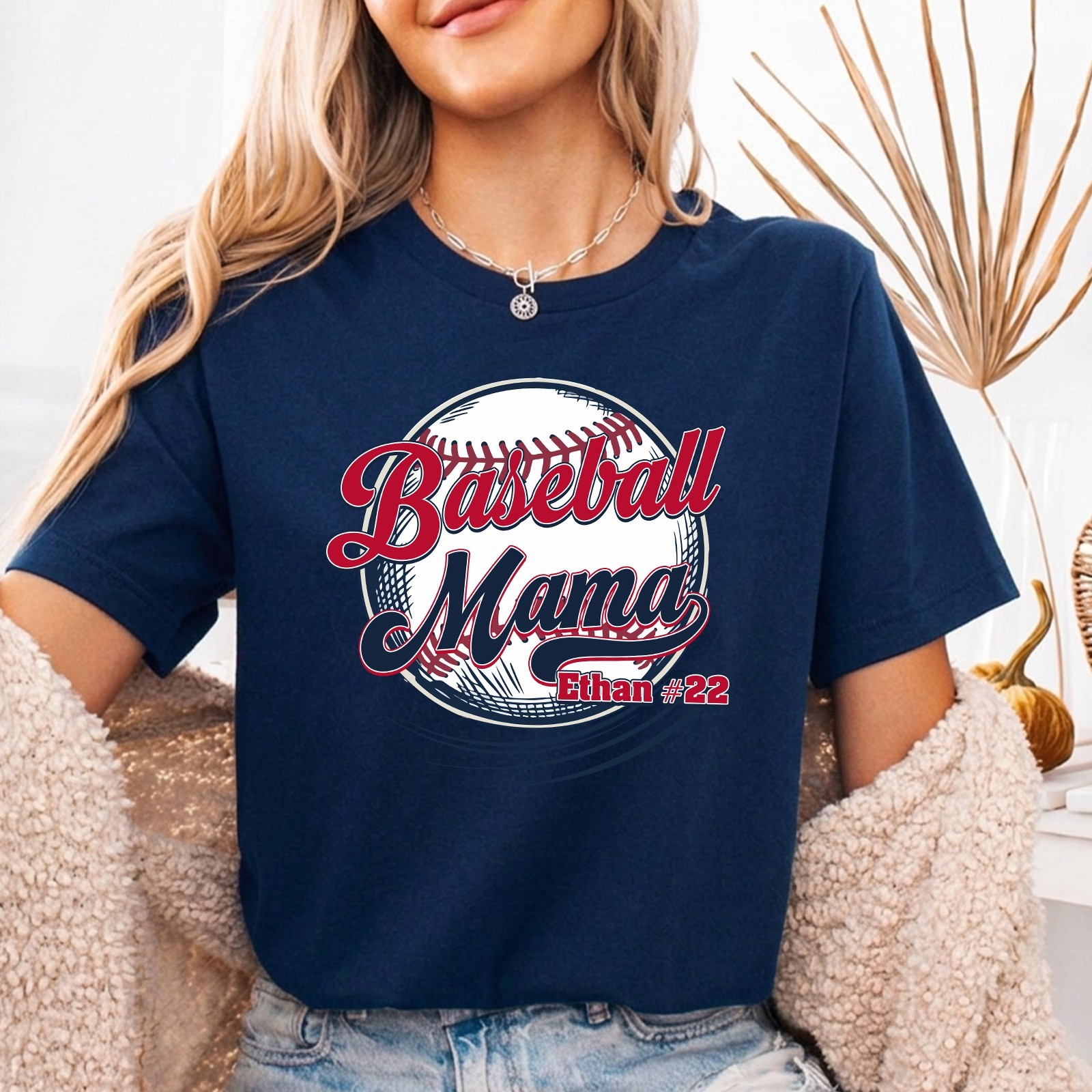 Personalized Baseball Mama Shirt Custom Player Name Number Sport Mother Gift Tee gallery
