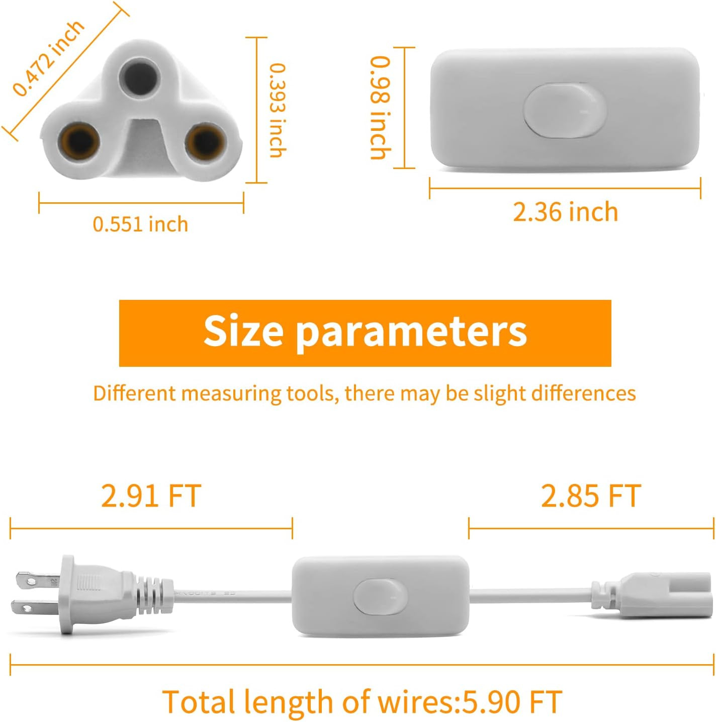 T5 T8 LED Tube Power Extension Cable with On/Off Switch,Led T5/T8 Light Tube Int