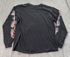 Hot Leathers TShirt Mens Large Black Eagle Patriotic Arm Logos Biker Cotton Long
