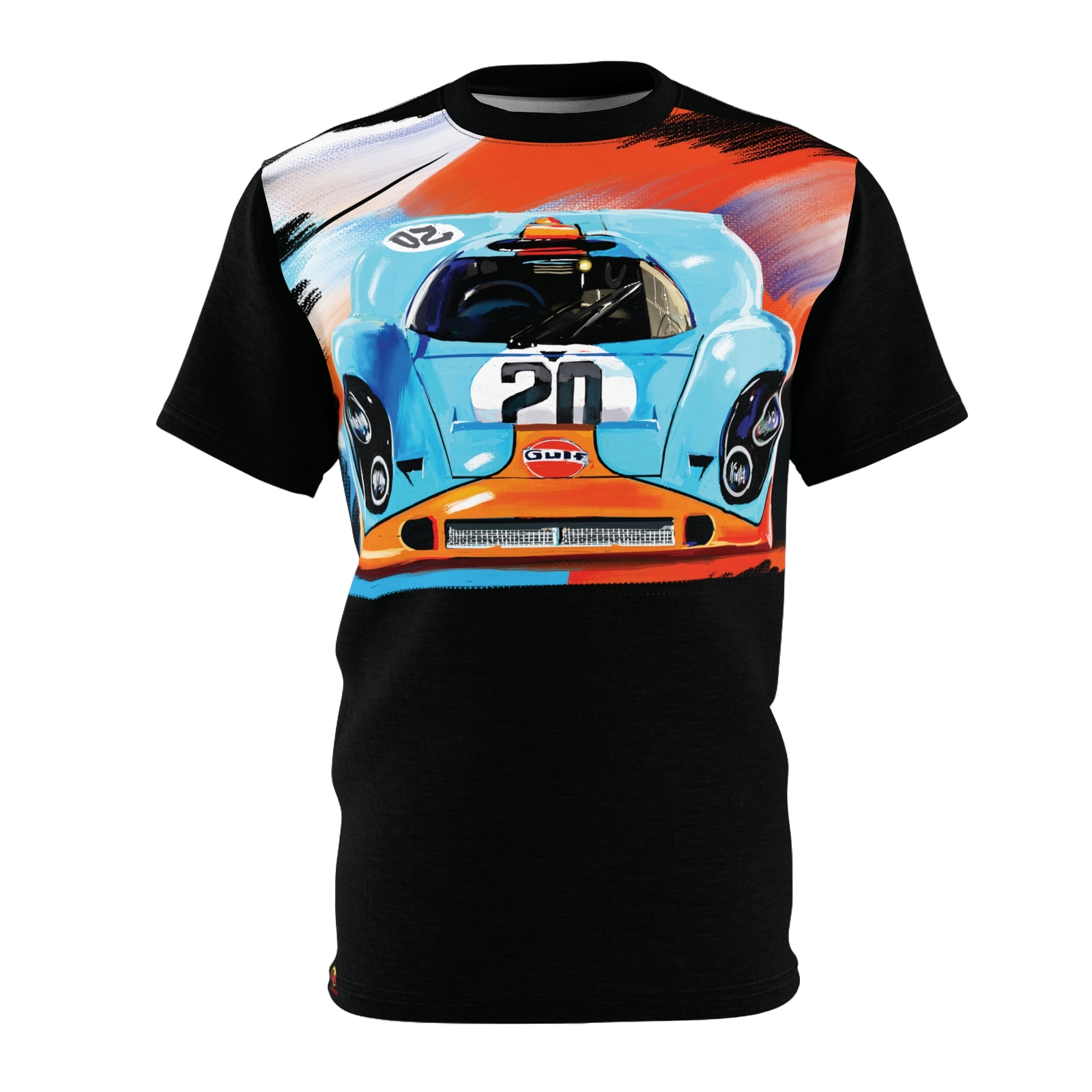 917 Gulf Race Car Unisex Tee, Apparel Shirt, AOP Design