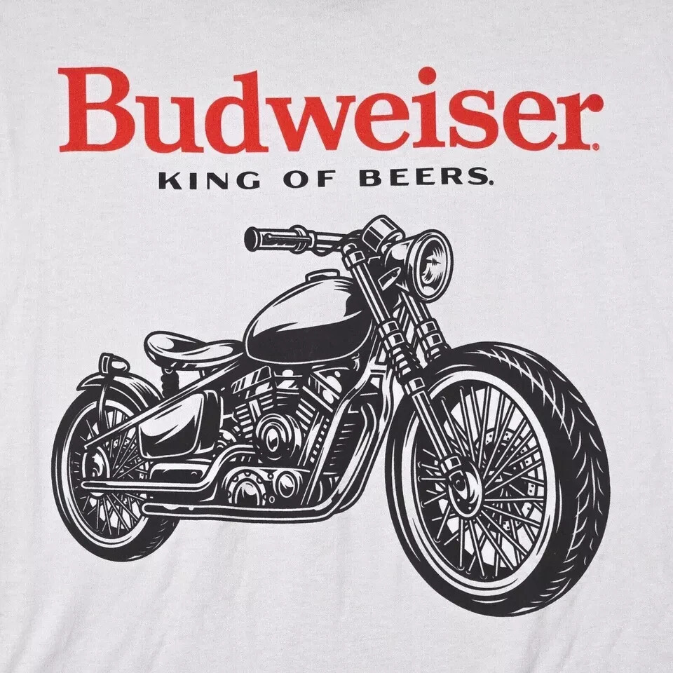 Budweiser Beer Shirt Mens 3XL XXXL WHITE Biker Motorcycle Brew Dive Bar NWT D gallery