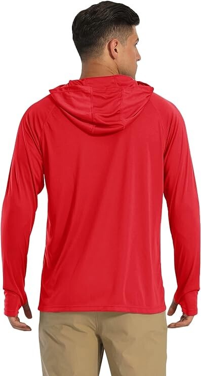 MAGCOMSEN Men's Hooded UPF 50+ Sun Protection T Shirts Long Sleeve Athletic Fish gallery