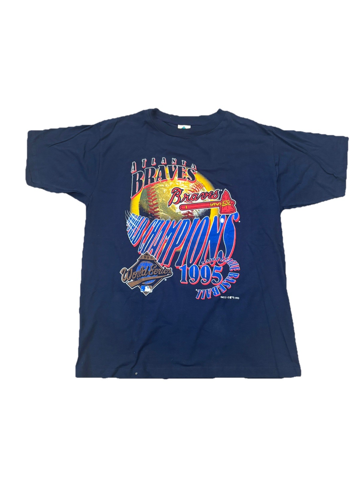 Vtg 1995 Atlanta Braves World Series Tour Champs T-Shirt XL MLB
