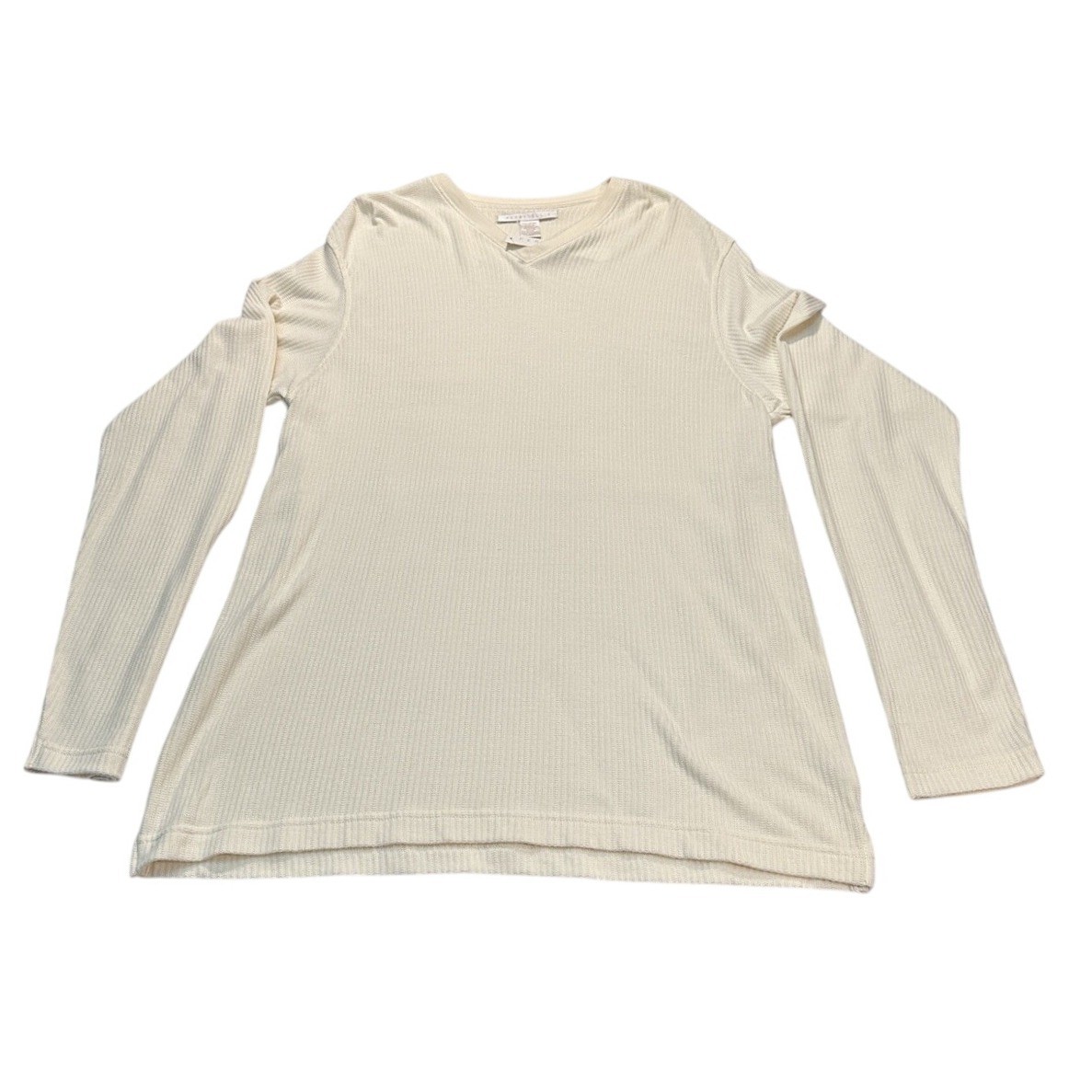 NEW Perry Ellis Portfolio Mens Crew Neck Thermal Long Sleeve Shirt Large Cream gallery