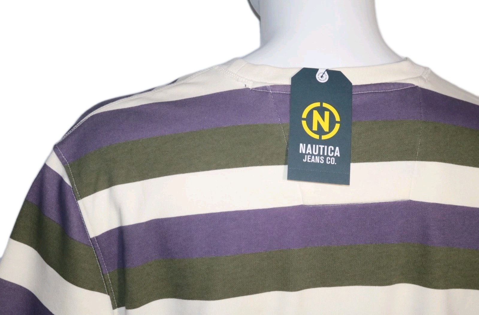 Nautica Crewneck Shirt Grape Size XL Mens Striped Kangaroo Pocket Classic Fit gallery