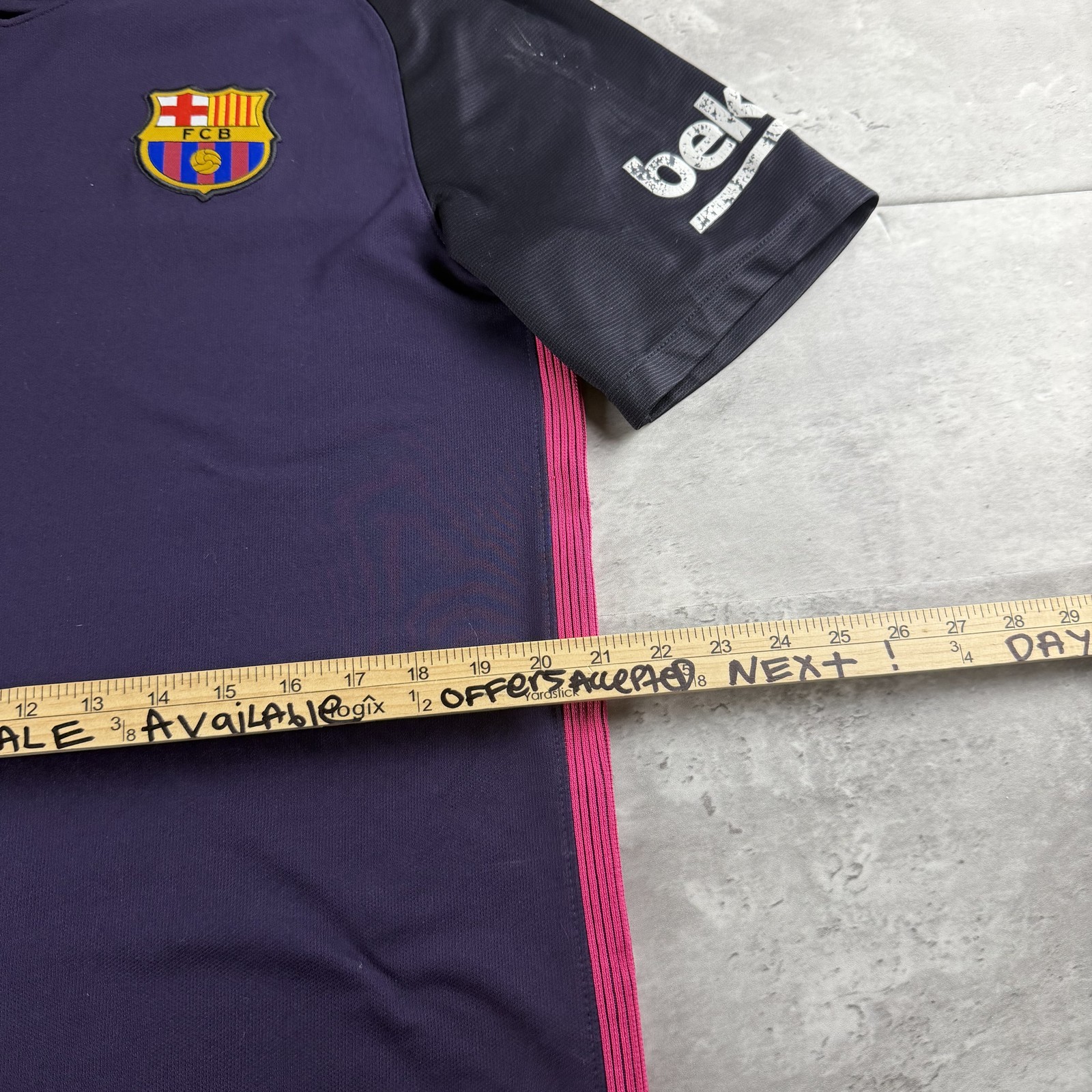 FC Barcelona 2016-17 Away Men's Purple Soccer Jersey Size L Beko Unicef gallery