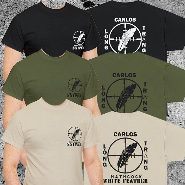 Vietnam War USMC Marine Corps Sniper Carlos Hathcock White Feather T-shirt gallery