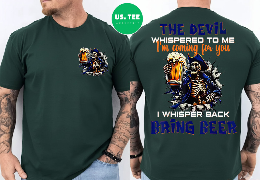 2 Side The Devil Whispered to Me I'm Coming for You Skeleton T-Shirt gallery
