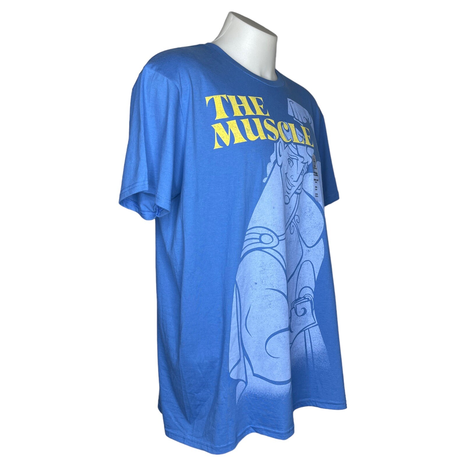 Disney Hercules T-shirt Size XXL The Muscle Blue Large Front Print Yellow White gallery