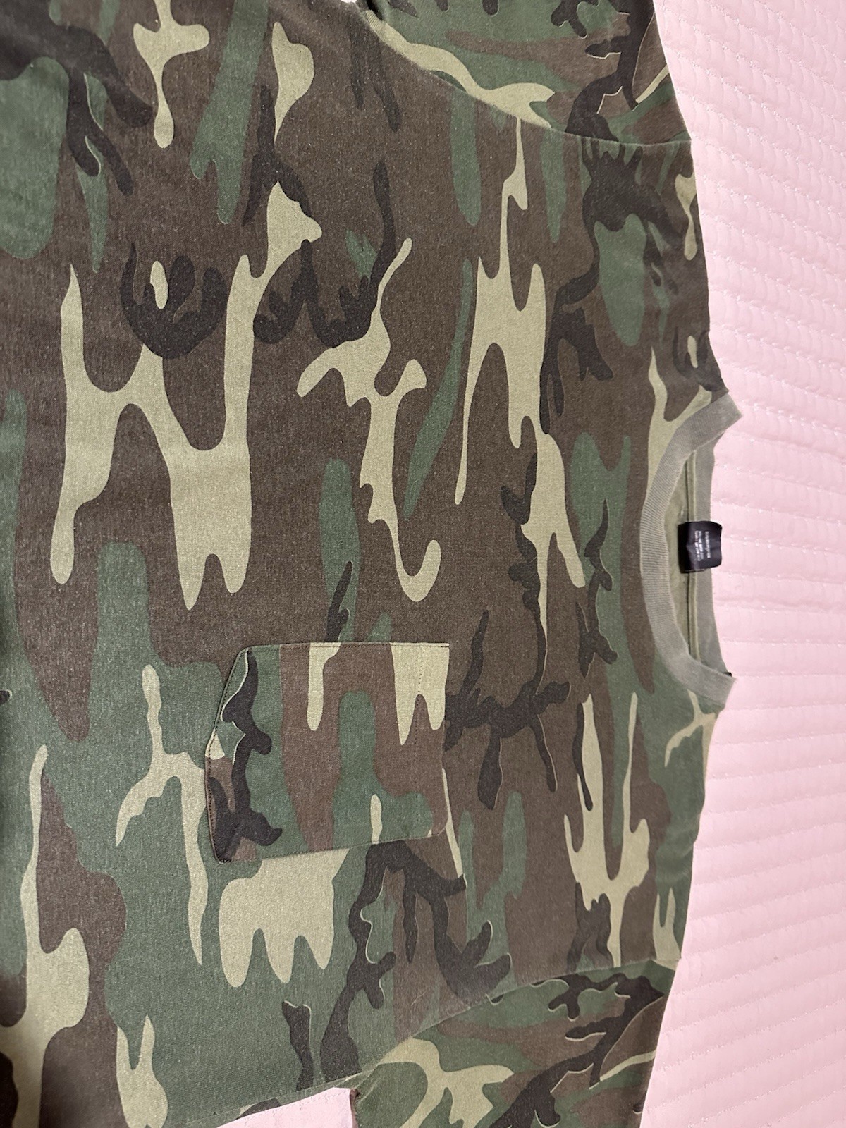 Vtg Ace Sportswear Shirt Woodland Camo Pocket Single Stitch USA Made 90s Large gallery