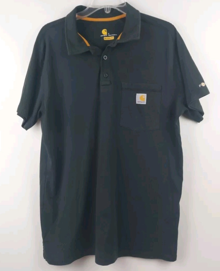 Carhartt T-Shirt Men's Large Black Pocket Relaxed Fit Crew Neck Trendy Pullover gallery
