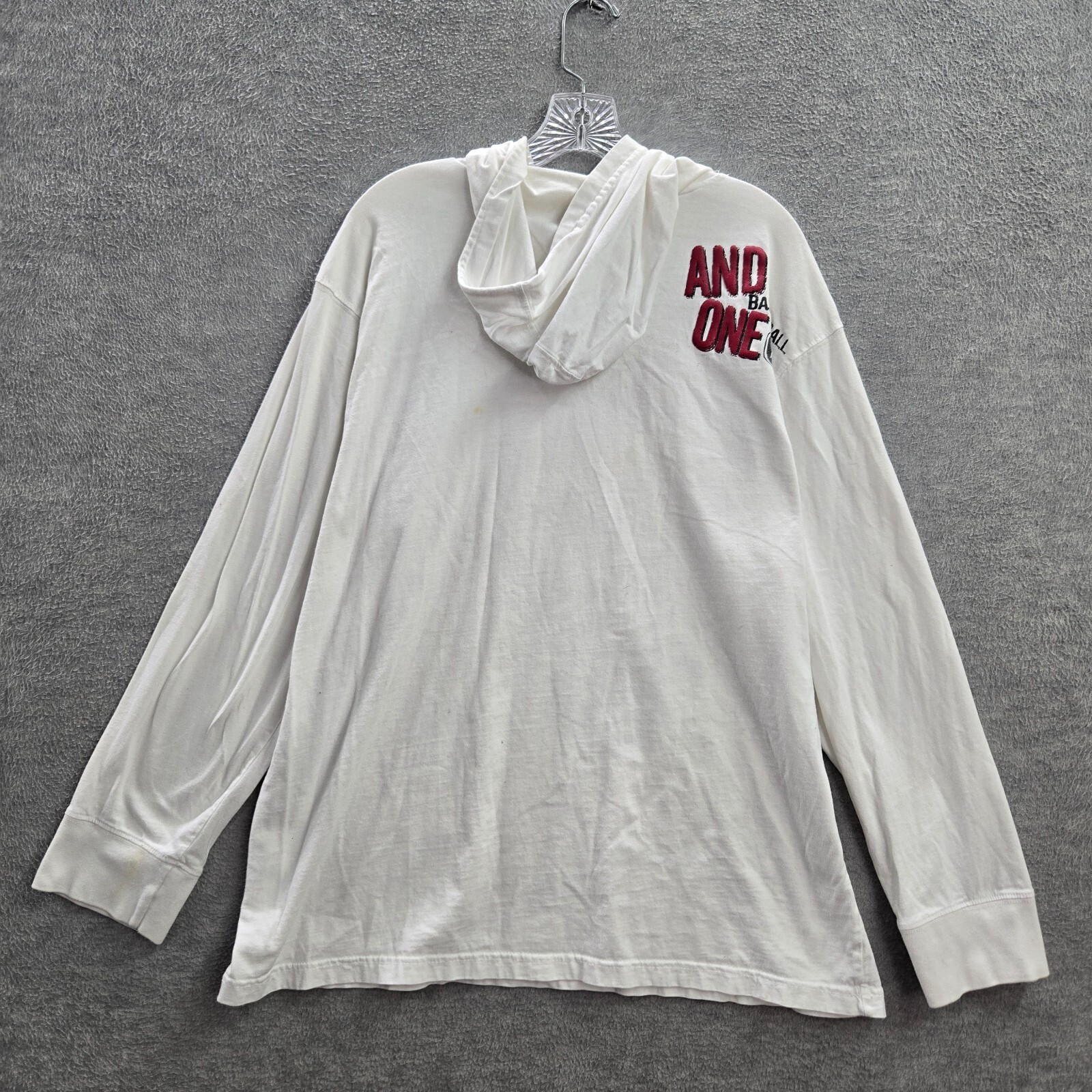 AND1 Men Shirt XL White Hooded Logo Basketball Show Graphic Long Sleeve READ gallery