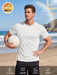 Men’s Workout Shirt Short Sleeve Quick Dry UPF 50+ UV Protection Running Gym Tee