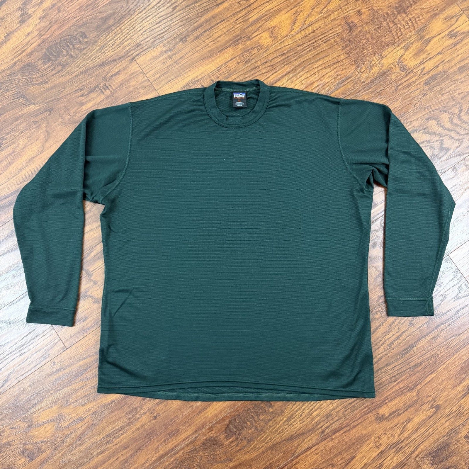 VINTAGE Patagonia Shrit Men XL Green Capilene Long Sleeve Breathable Made in USA