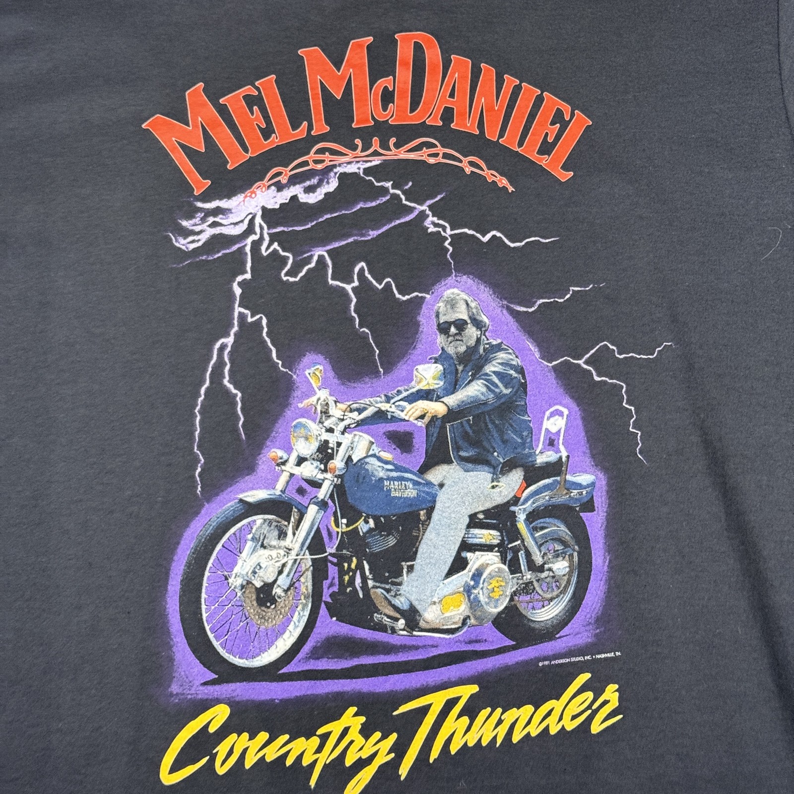 Screen Stars Best T-Shirt Men's XL Black Mel McDaniel Country Thunder Music 1991 gallery