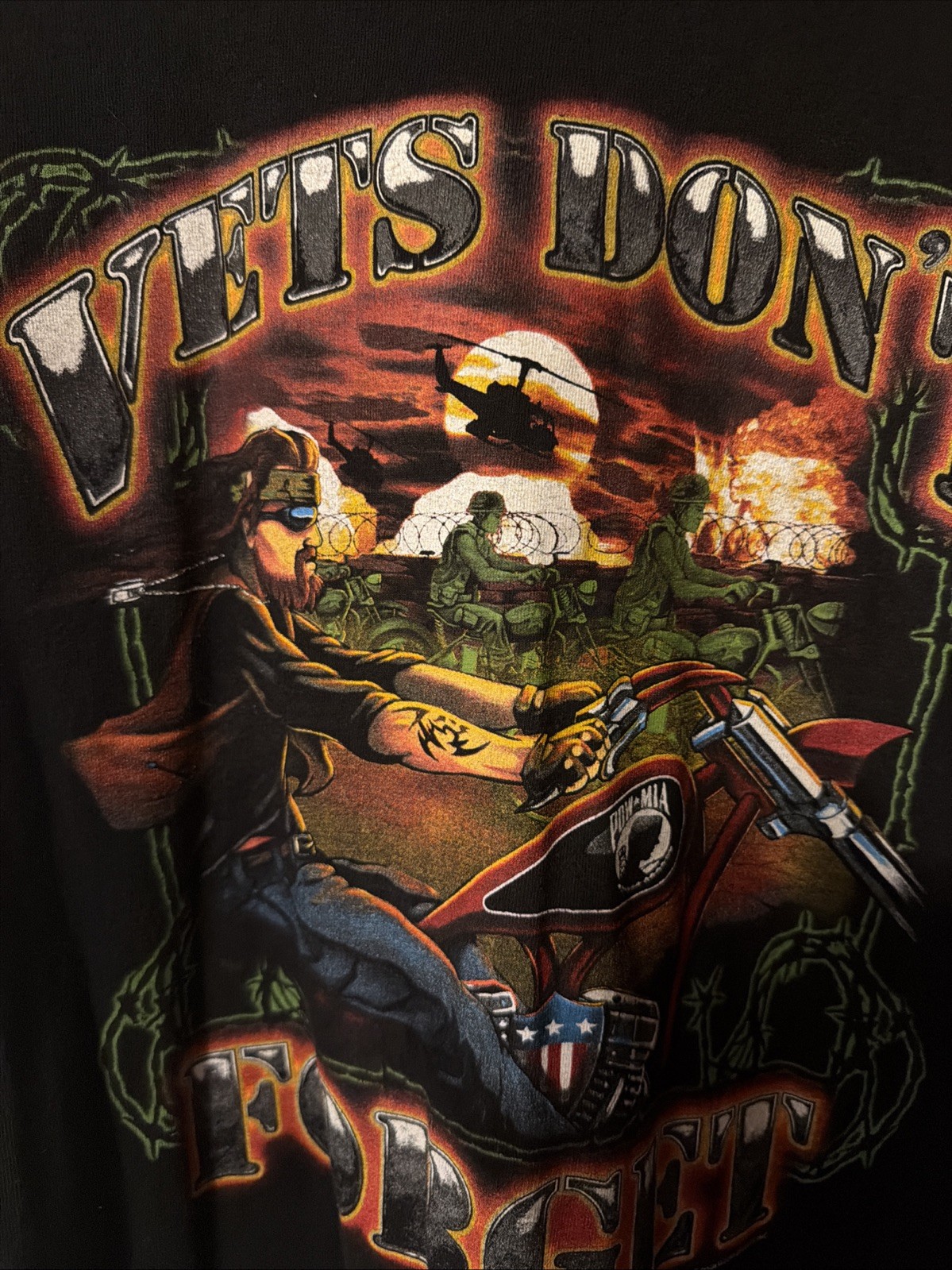 Vintage POW MIA VETS DONT FORGET T SHIRT LONG SLEEVED NO TAG Size LARGE gallery