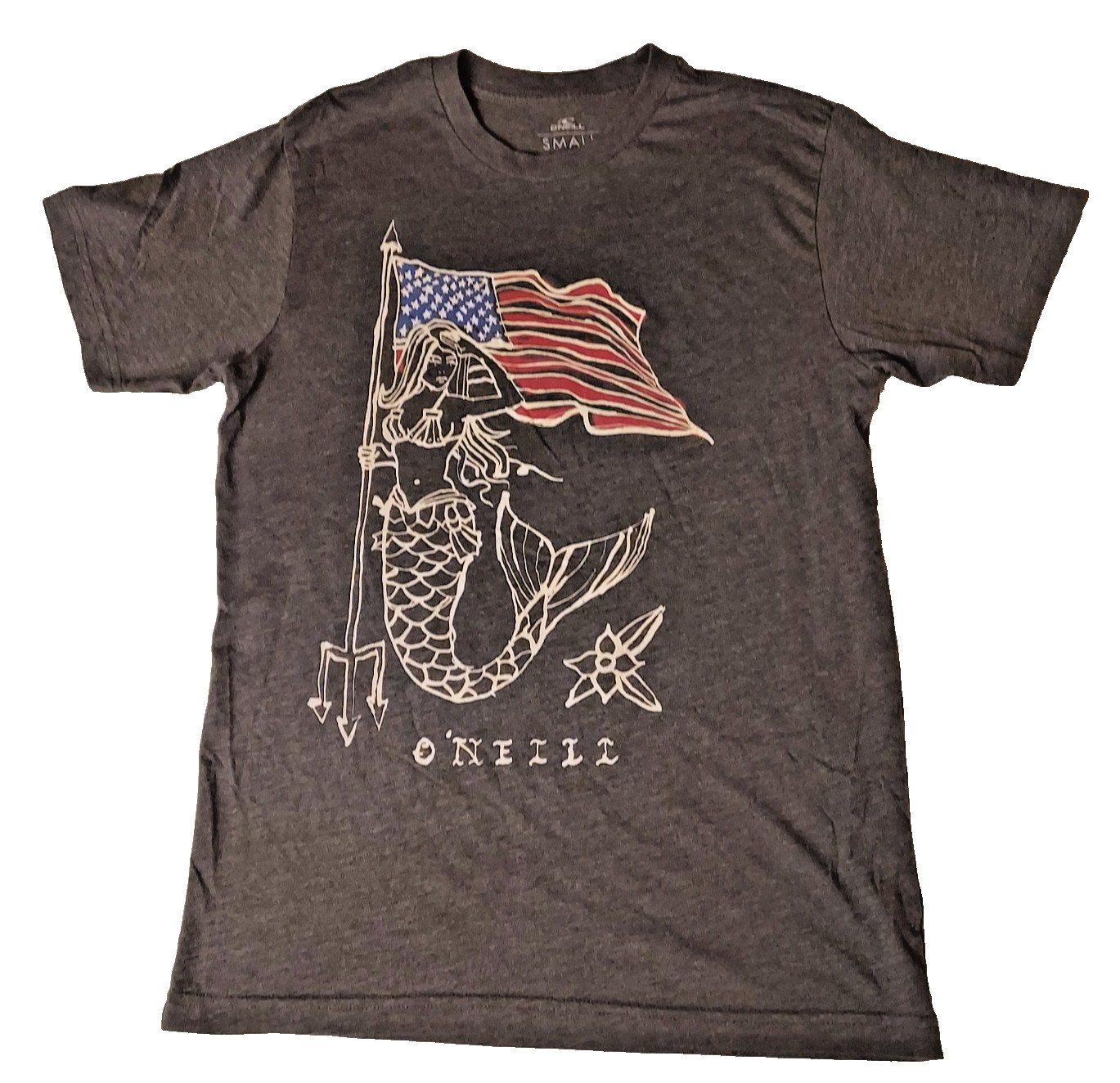 O’Neill Graphic Tee Mermaid Flag Crew Neck Cotton Blend Unisex S Surf Shirt gallery