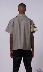 GFTD LA “HEARTS ON FIRE” CROP PREMIUM BUTTON UP SHIRT Beige Gifted LA