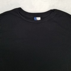 H&M Divided Men’s Medium Basic Black Long Sleeve Crewneck T-Shirt Curved Hem