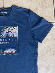 Jack & Jones Co. Men’s Short Sleeve Originals Blue T-Shirt Large Classic Top