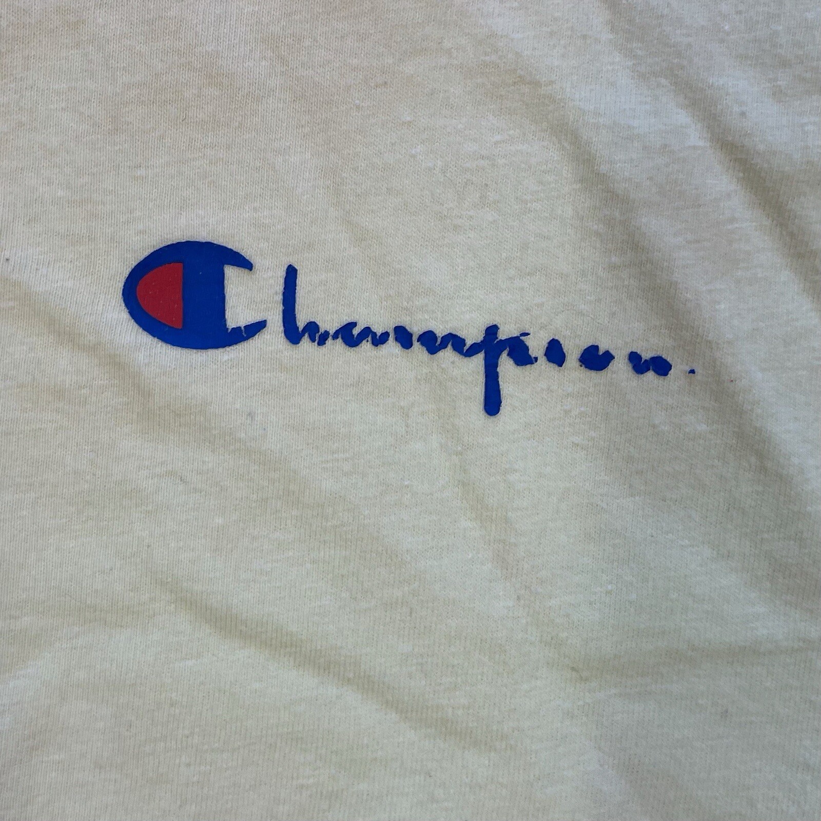 Vintage Champion Script Logo Pale Yellow Classic T-Shirt Made In The USA gallery